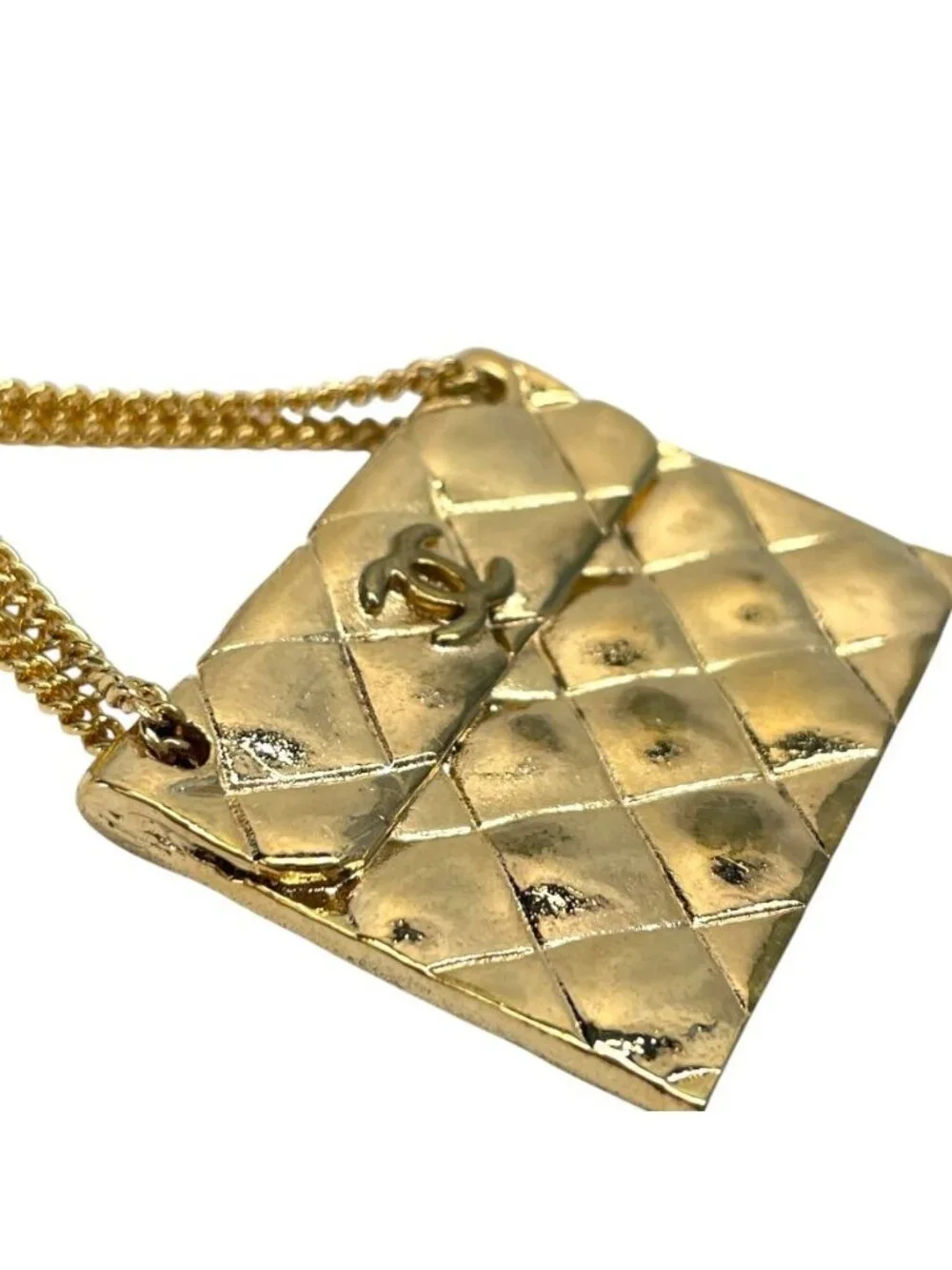 Chanel Brooch Quilted Bag Metal Gold Light Weight Power